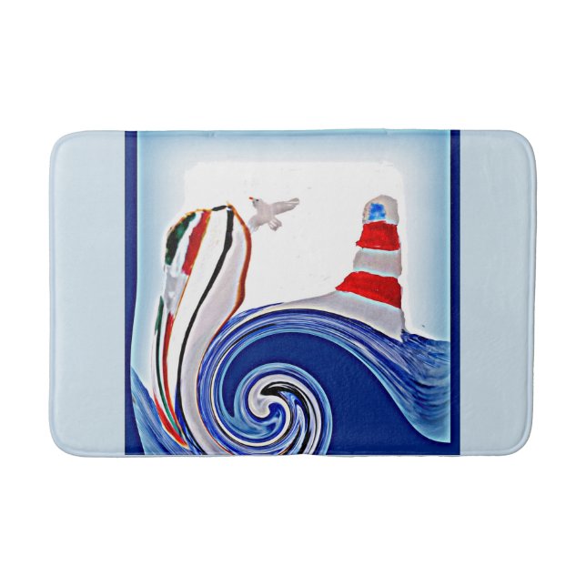 Tapete De Banheiro Barco de Farol Náutico (Frente)