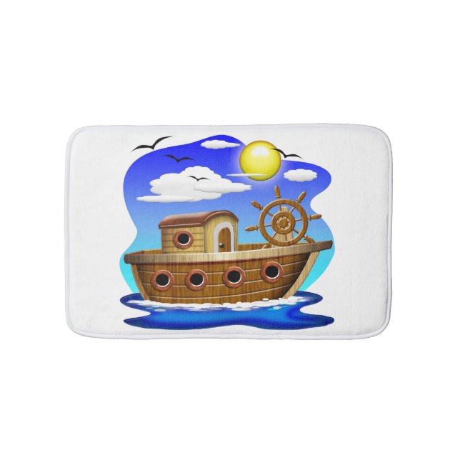 Tapete De Banheiro Barco de Pesca Cartoon  (frente)