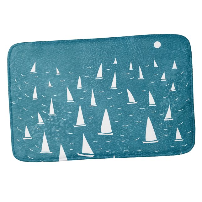Tapete De Banheiro Barco de Vela Náutico (Sailing boat yacht regatta nautical bath mat)