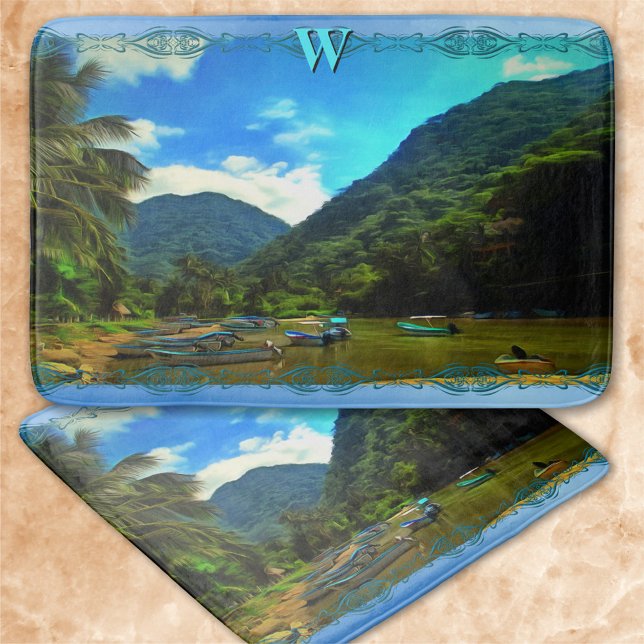 Tapete De Banheiro Barcos De Pesca Do Rio Mismaloya 0344 (Criador carregado)