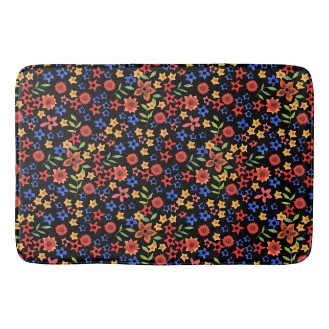 Tapete De Banheiro Bath Custom Impressão Floral Retro Chic (Frente)