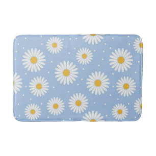 Tapete De Banheiro Bath Mat Azul, Margarida Branca, Bonita.