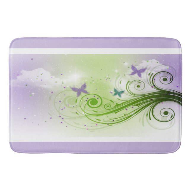 Tapete De Banheiro Bath Mat/Butterflies, Swirls and Clouds (Frente)