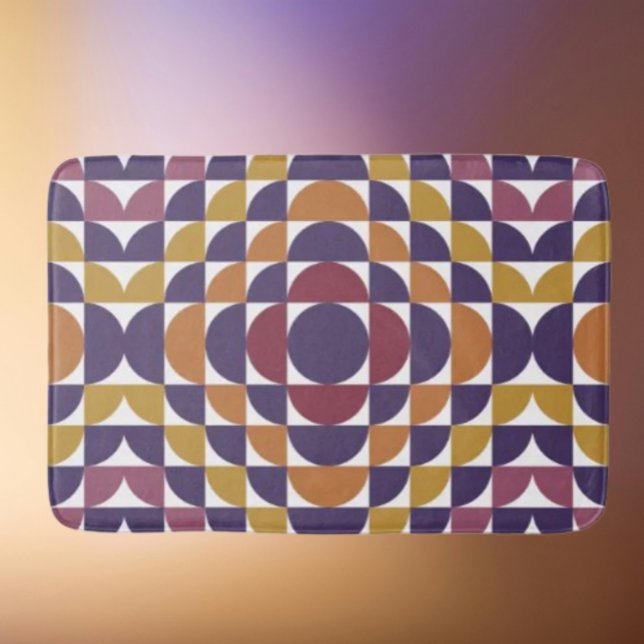 Tapete De Banheiro Bath Mat - Círculos Retro Negros | Moderno do sécu (Criador carregado)