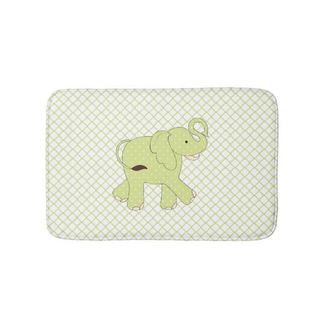 Tapete De Banheiro Bath Mat de Elefante Verde Bonito (frente)