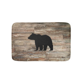 Tapete De Banheiro Bath Mat de Madeira Rústica Com Cabeça de Urso Neg