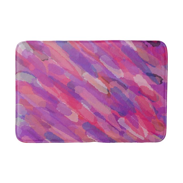 Tapete De Banheiro Bath Mat de Padrão de Abstrato Rosa e Roxo (Frente)