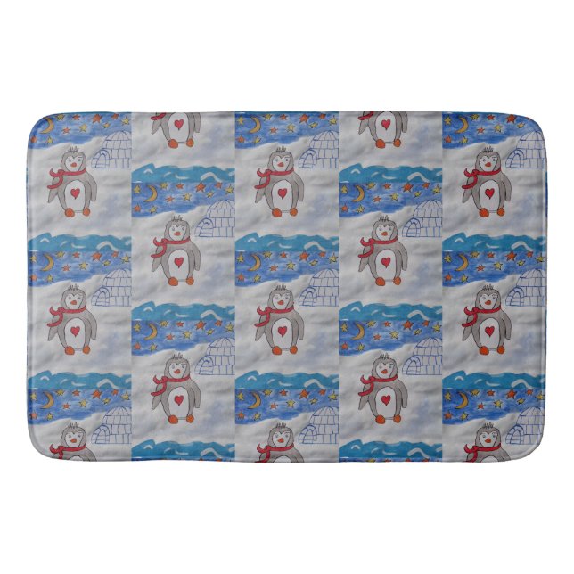 Tapete De Banheiro Bath Mat de Pinguim de Inverno (Frente)