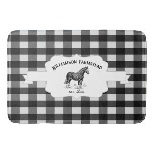 Tapete De Banheiro Bath Mat de Xadrez de Búfalo Negro