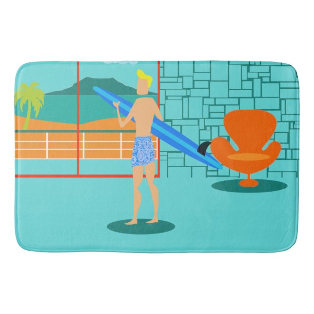 Tapete De Banheiro Bath Mat do Duo Surfer Retro (Frente)