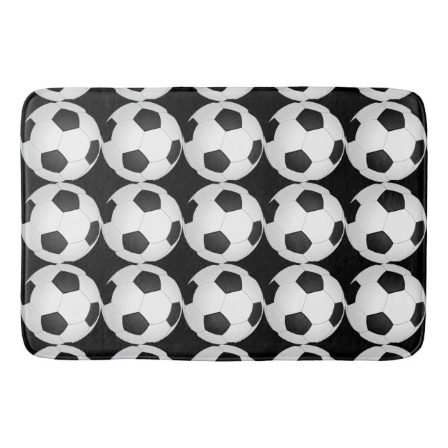 Tapete De Banheiro Bath Mat do Menino Atlítico das Bolas de Futebol (Frente)