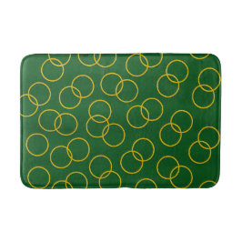 Tapete De Banheiro Bath Mat dos Círculos Verde e Amarelo