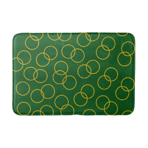 Tapete De Banheiro Bath Mat dos Círculos Verde e Amarelo
