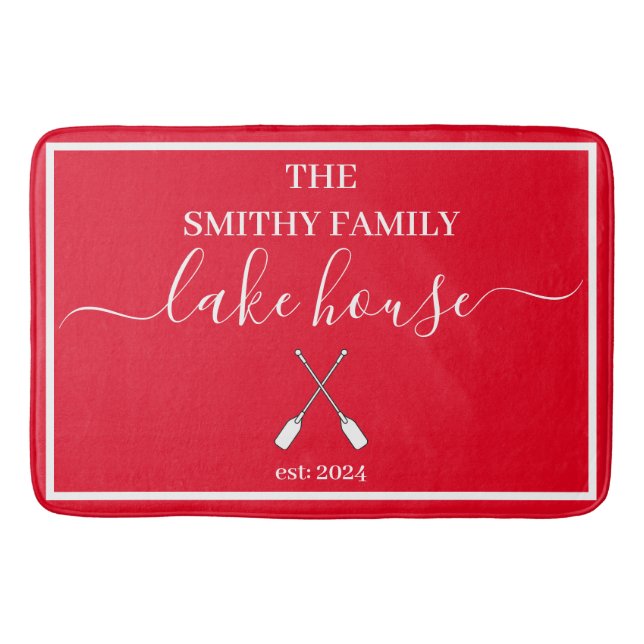 Tapete De Banheiro Bath Mat - Lago House Red and White (Frente)