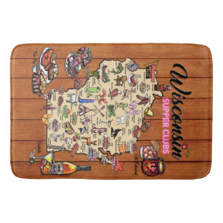 Tapete De Banheiro Bath Mat - Mapa do Clube de Aprenda de Wisconsin