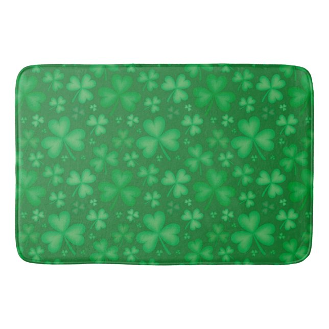 Tapete De Banheiro Bath Mat, Padrão de Shamrock Irlandês Verde (Frente)
