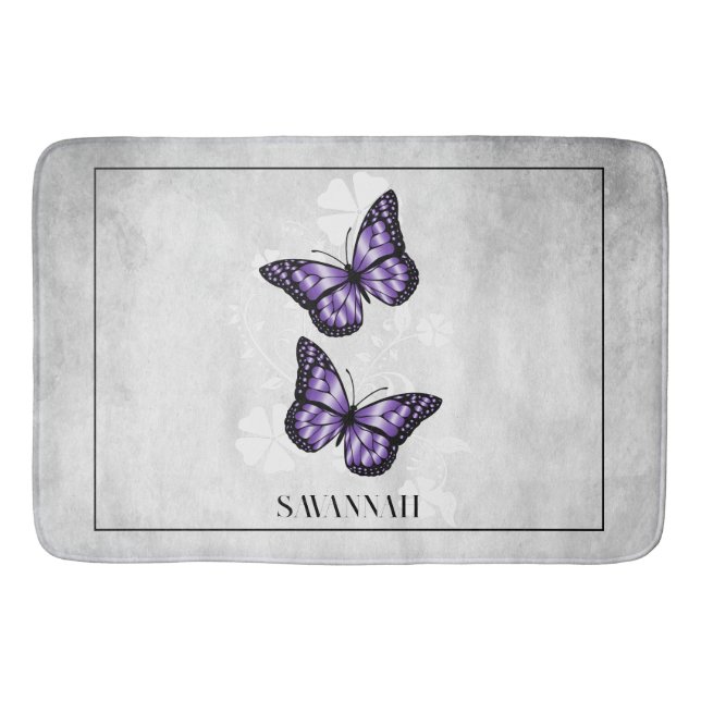 Tapete De Banheiro Bath Mat Personalizada Floral de Borboleta Puro (Frente)