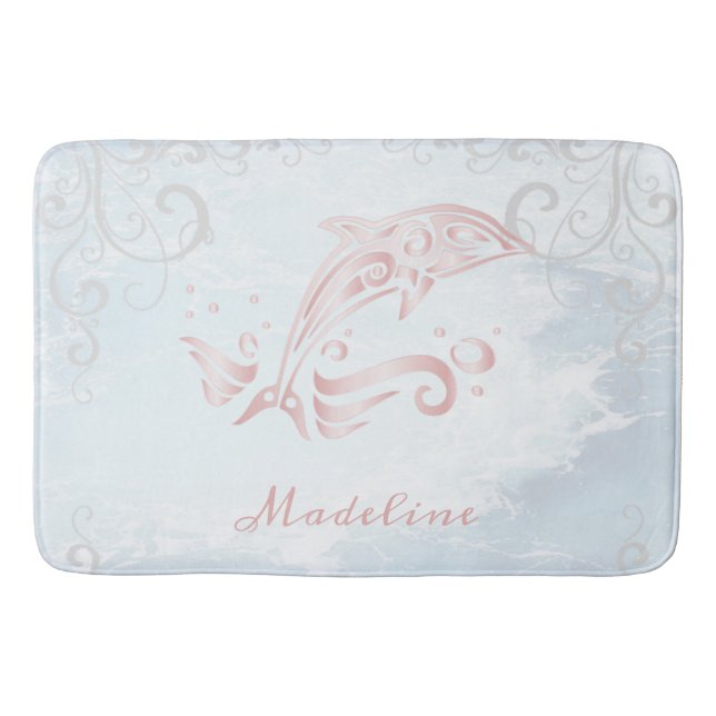 Tapete De Banheiro Bath Mat Personalizado de Golfinho Rosa (Frente)