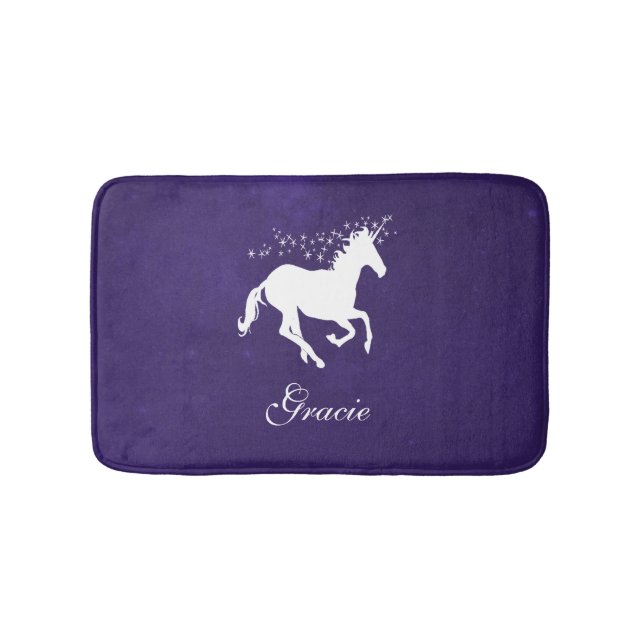 Tapete De Banheiro Bath Mat Personalizado do Unicórnio Roxo (frente)