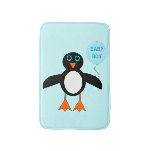 Tapete De Banheiro Bath Mat Pinguim-Menino Azul-Gelado