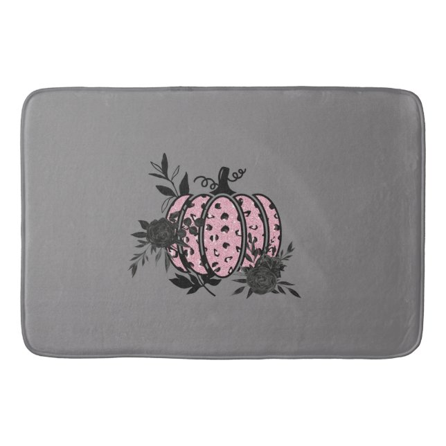 Tapete De Banheiro Bath Mat, Pink e Pumpkin Preto-Leopardo (Frente)