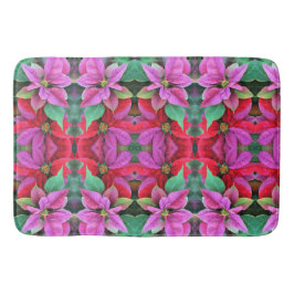 Tapete De Banheiro Bath Mat Pink & Red Poinsettias