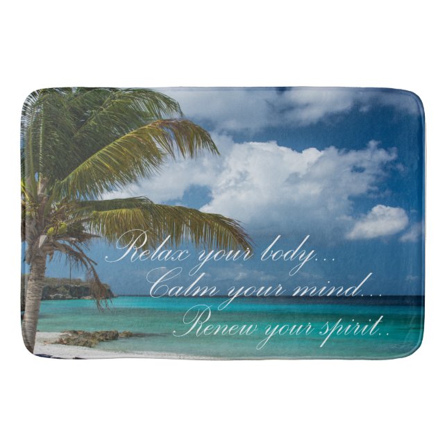 Tapete De Banheiro Bath Mat/Praia Tropical com Cotação (Frente)