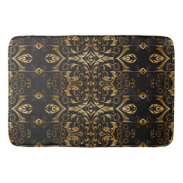 Tapete De Banheiro Bath Mat Preto e Dourado