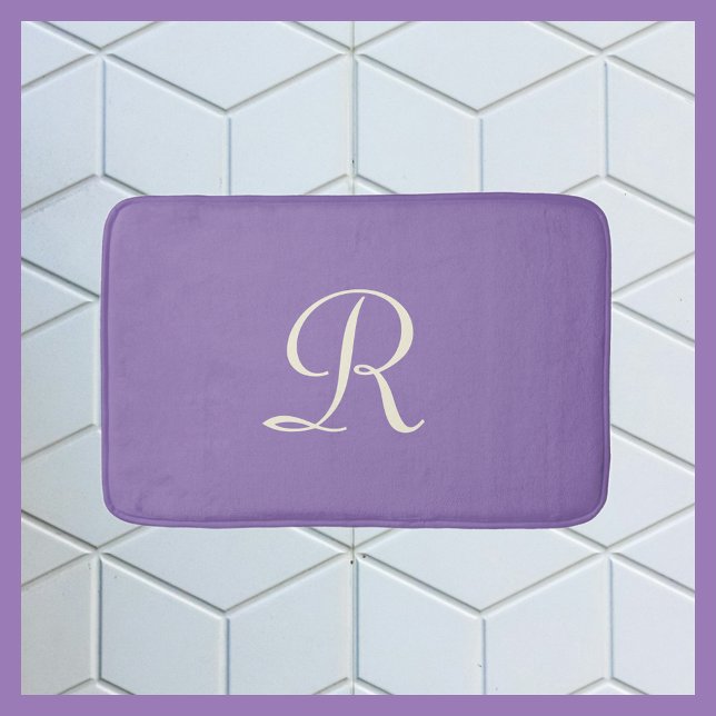 Tapete De Banheiro Bath Mat Púrpura e Monograma (Criador carregado)