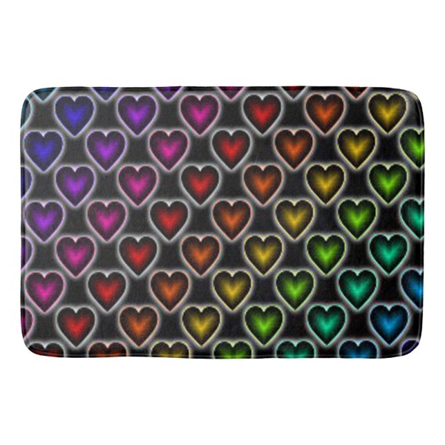 Tapete De Banheiro Bath Mat/Rainbow Hearts (Frente)