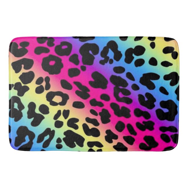 Tapete De Banheiro Bath Mat/Rainbow Lepard Print (Frente)