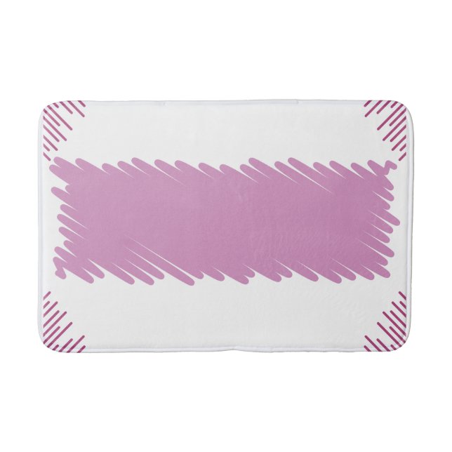 Tapete De Banheiro Bath Mat Rosa com Design de faixa central (Frente)