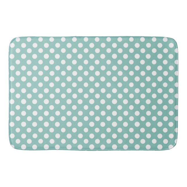 Tapete De Banheiro Bath Mat/Teal & Bolinhas brancas (Frente)