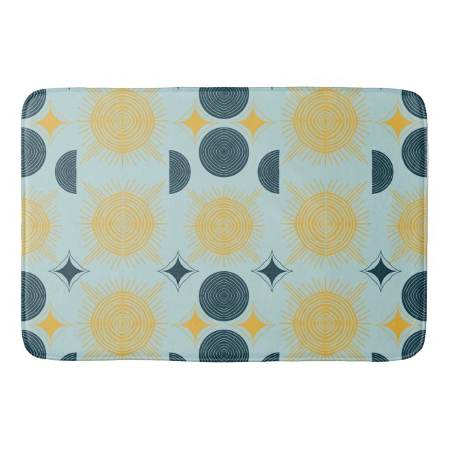 Tapete De Banheiro Bathmat do Padrão Azul da Lua Solar Celestial (Frente)