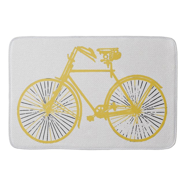 Tapete De Banheiro Bathmat Legal de bicicleta amarela dourada (Frente)
