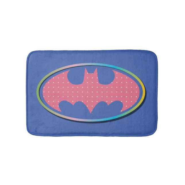 Tapete De Banheiro Batman | Logotipo de Bolinhas rosa (frente)