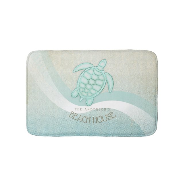Tapete De Banheiro Beach House NMaritime Turtle Aqua Blue ID623 (frente)