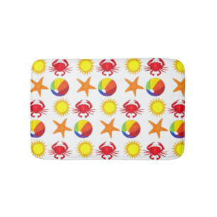 Tapete De Banheiro Beachball Sun Crab Starfish Seashore
