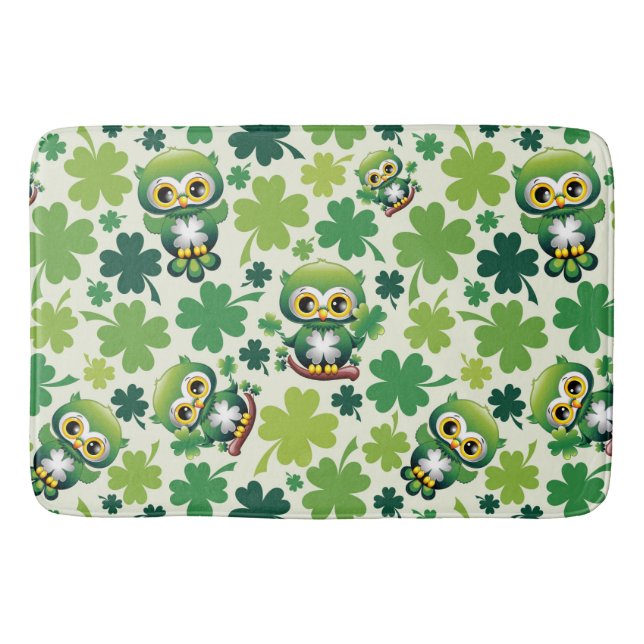 Tapete De Banheiro Bebê Coruja Fofo St Patrick Desenho Animado (Frente)
