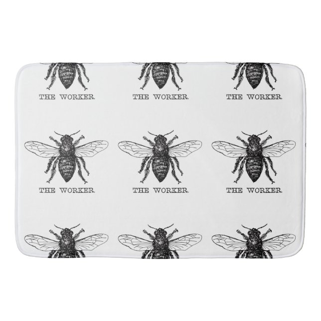 Tapete De Banheiro Bee Worker Honey Black Bumblebee (Frente)