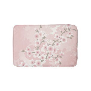 Tapete De Banheiro Bege Vintage Rosa Flor de Cerejeira