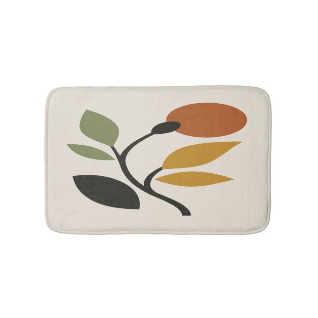 Tapete De Banheiro Beige, Brown and Green Botanical  (frente)