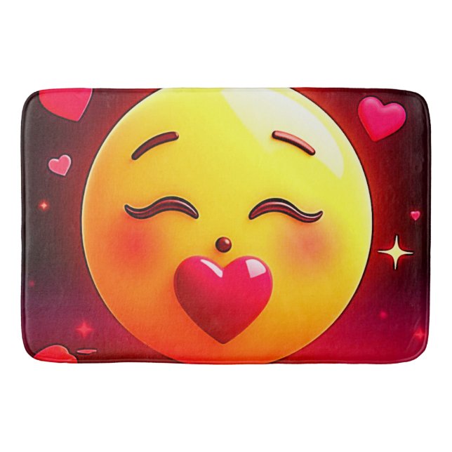 Tapete De Banheiro Beijar Emoji Soprando Corações (Frente)