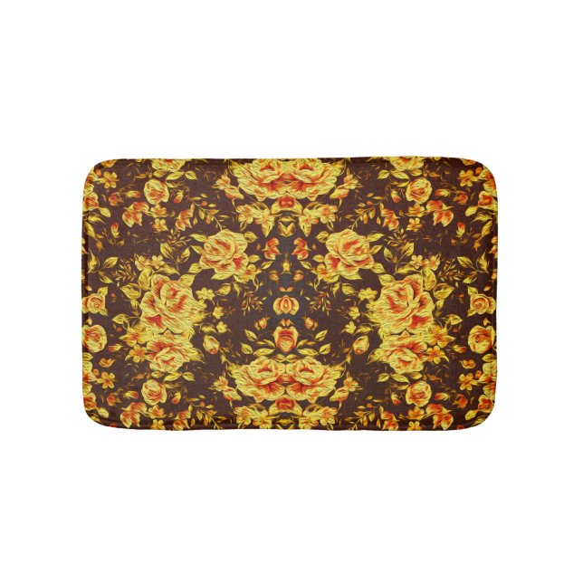Tapete De Banheiro Belas flores amarelas vintage   (frente)