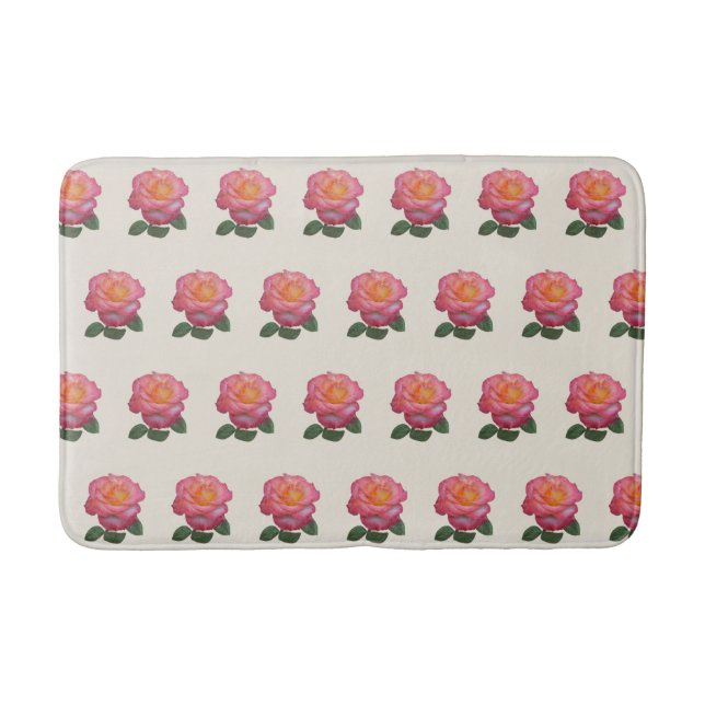 Tapete De Banheiro Belas Rosas Cor-de-Rosa (Frente)