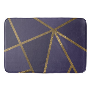Tapete De Banheiro Beringela Roxo Dourado Bronze Geométrico Glam Chic
