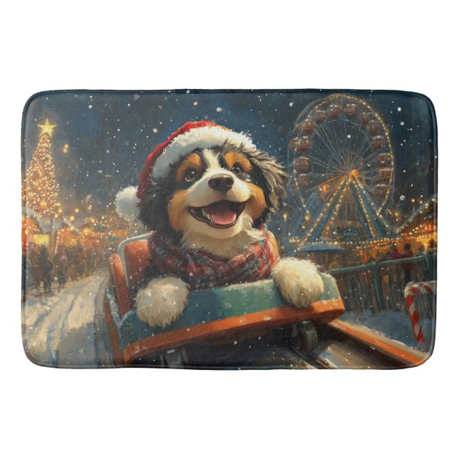 Tapete De Banheiro Bernedoodle Cachorro Montanha-russa Natal  (Frente)