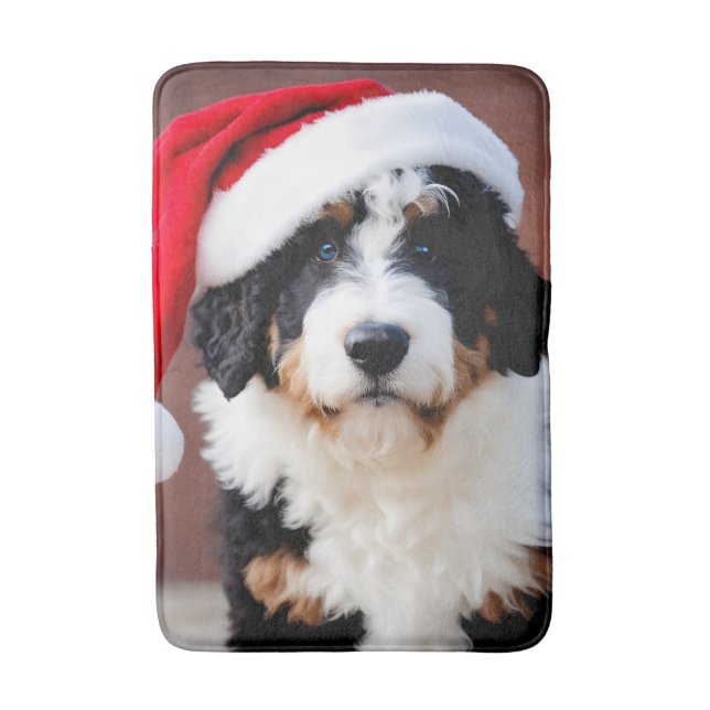 Tapete De Banheiro Bernedoodle Christmas (Frente Vertical)