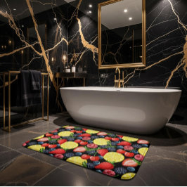 Tapete De Banheiro Berries Vibrantes e Matas de Banho de Citros