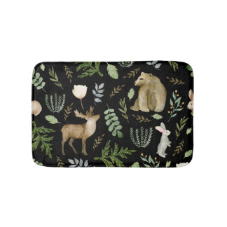 Tapete De Banheiro Bichos: Desenho Da Mão De Aquarela.